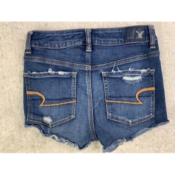 American Eagle Size 4 Super Stretch Womens  Shorts Mid Rise Distressed C… - Picture 4 of 4